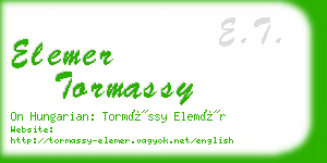 elemer tormassy business card